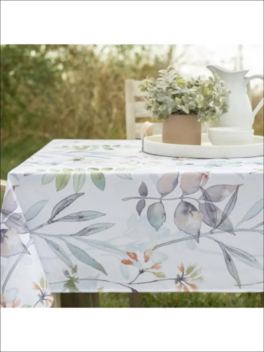 Spill Resistant Polyester Tablecloth 60x84 Rectangular for Indoor Outdoor Dining